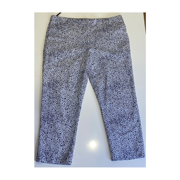 Womens Sportscraft cropped Capri cotton pants size 18 pockets white navy - Picture 2 of 9